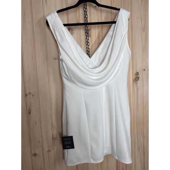 NWT Lulus Perfection Bound White Sleeveless Cowl Back Mini Dress Party Size XXL - Picture 4 of 7